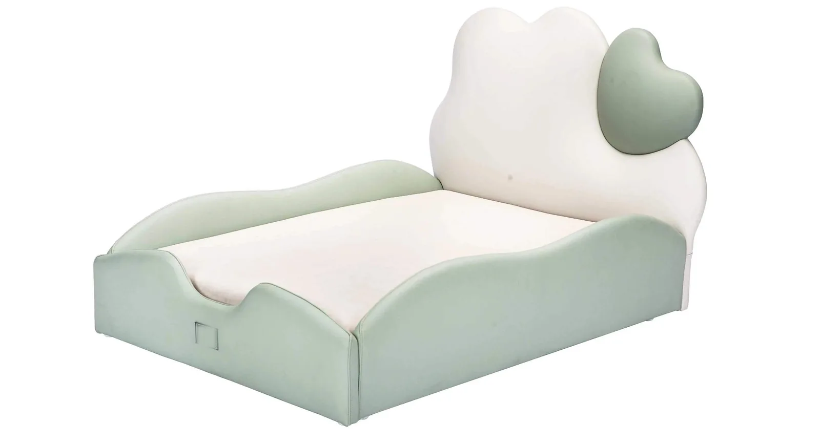 Sage cloud-shaped bolster pet sleep bed with a removable mattress