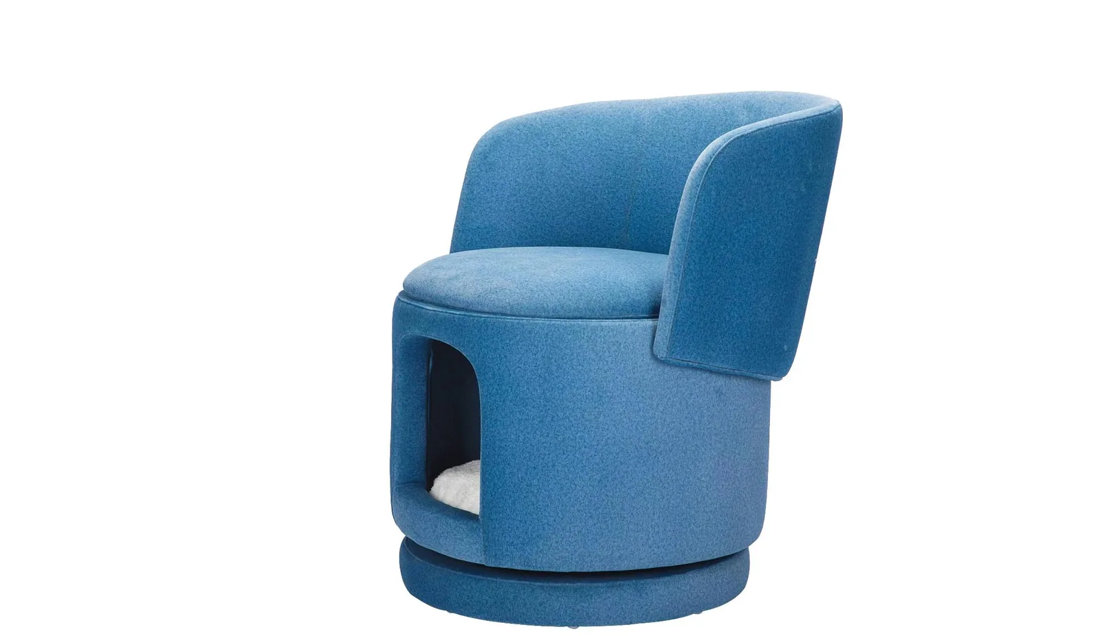 Blue swivel armchair-style pet bed